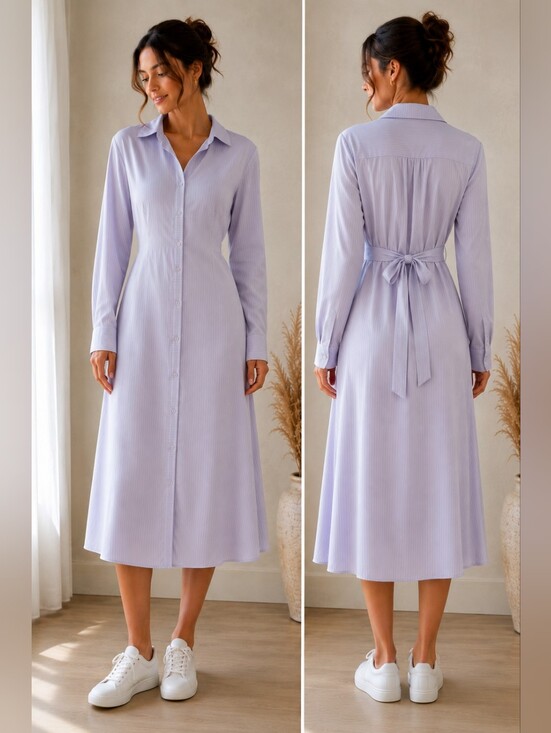 Ricki's Dresses & Skirts - Ricki's Lavender Button-Front Midi Shirt Dress